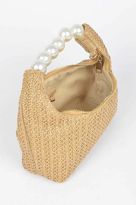 Pearl Handle Faux Straw Fashion Clutch sold by Charming Charlie product image thumbnail 5