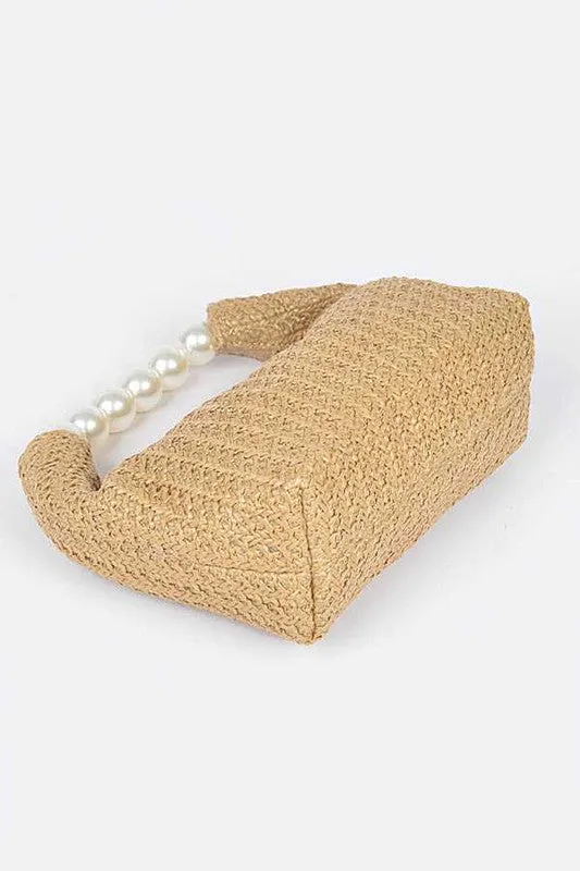 Pearl Handle Faux Straw Fashion Clutch sold by Charming Charlie product image thumbnail 4