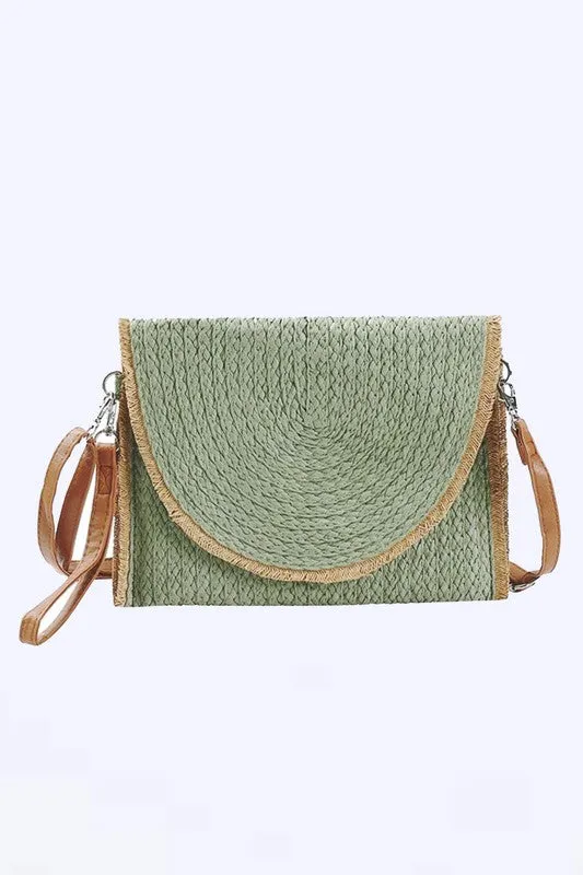 Solid Color Straw Convertible Swing Clutch Bag sold by Charming Charlie