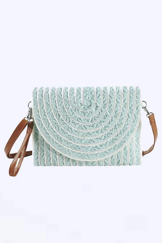 2 Tone Straw Convertible Clutch Swing Bag sold by Charming Charlie