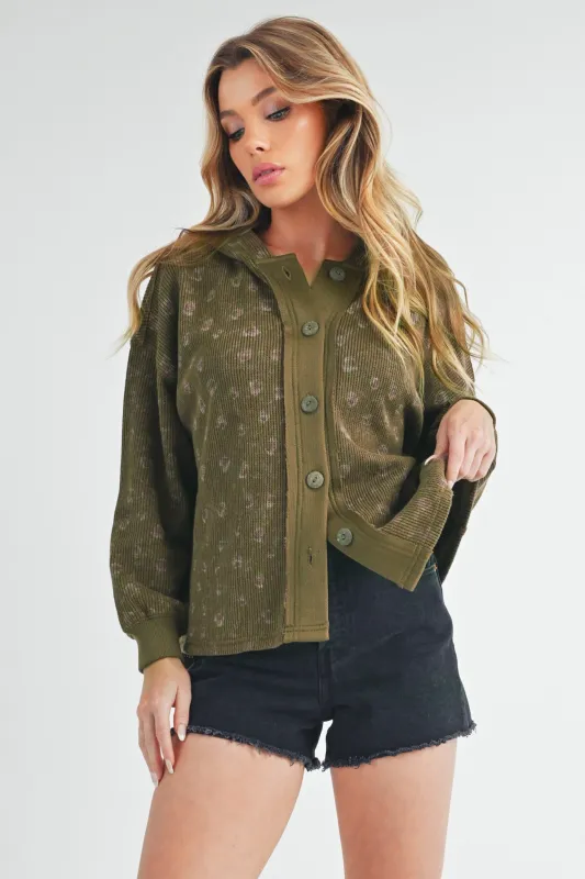 Aemi + Co Floral Button Up Hooded Jacket sold by Charming Charlie