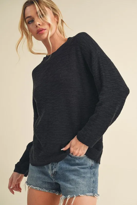 Aemi + Co Round Neck Drop Shoulder Knit Top sold by Charming Charlie product image thumbnail 4