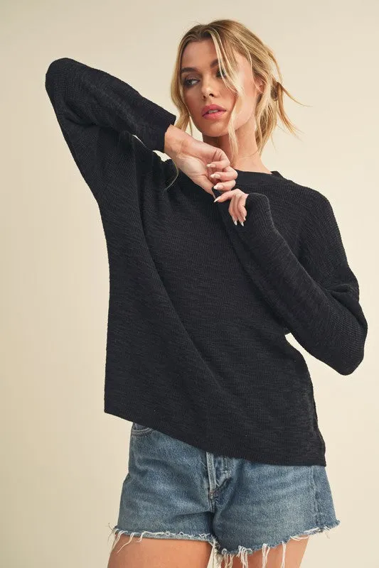 Aemi + Co Round Neck Drop Shoulder Knit Top sold by Charming Charlie product image thumbnail 3