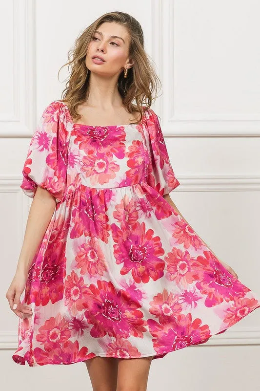 BiBi Floral Square Neck Puff Sleeve Mini Dress sold by Charming Charlie product image thumbnail 2