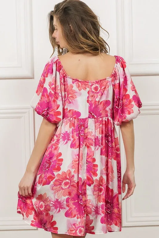 BiBi Floral Square Neck Puff Sleeve Mini Dress sold by Charming Charlie product image thumbnail 4