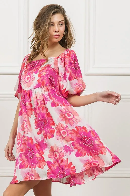 BiBi Floral Square Neck Puff Sleeve Mini Dress sold by Charming Charlie product image thumbnail 3