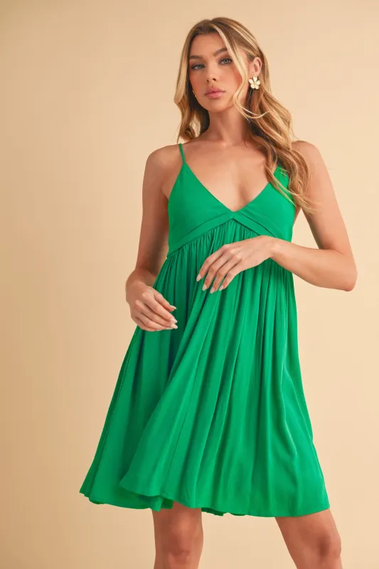 Aemi + Co Ruched Plunge Mini Cami Dress sold by Charming Charlie