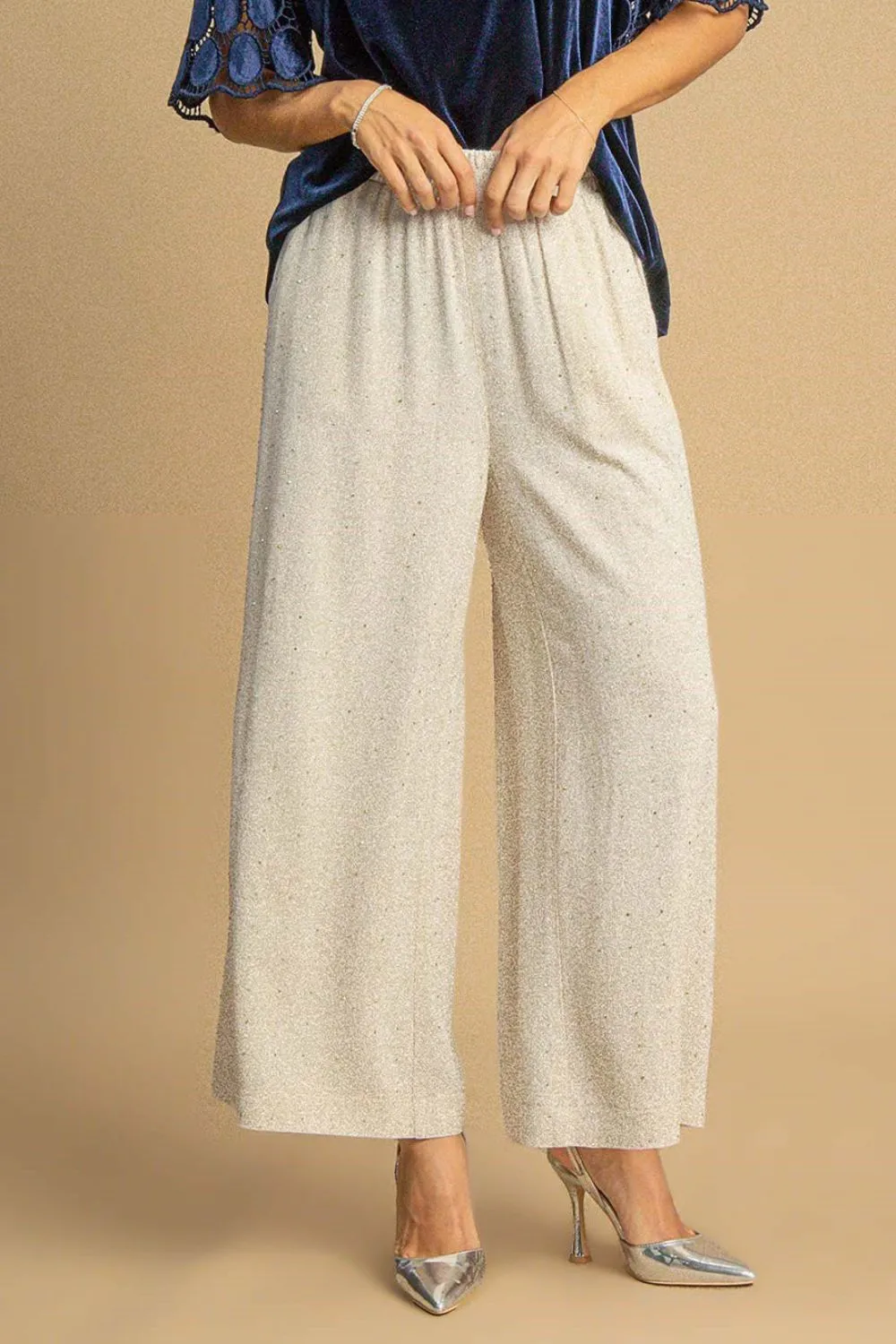 Umgee Full Size High Waisted Embellished Linen Pants Plus Size sold by Charming Charlie product image thumbnail 2