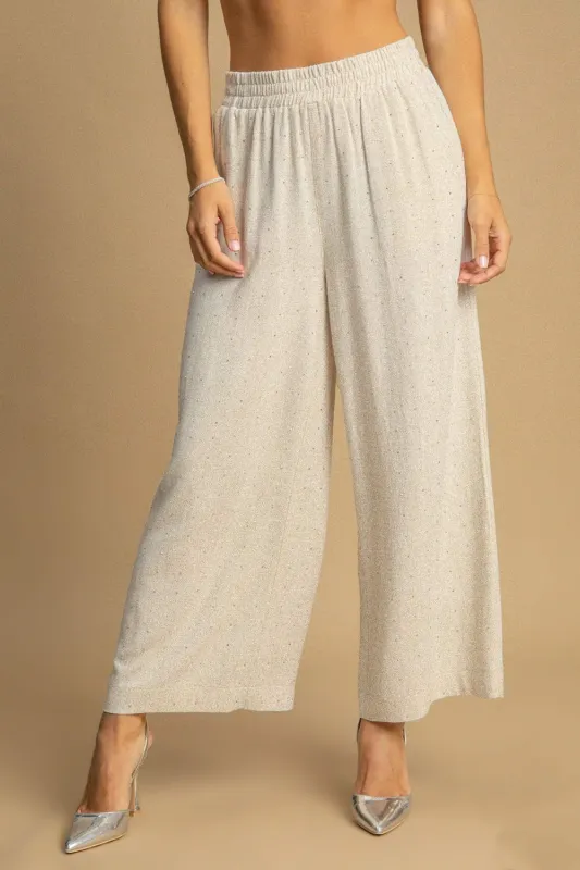 Umgee Full Size High Waisted Embellished Linen Pants Plus Size sold by Charming Charlie