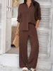 Devine Collared Neck Long Sleeve Top and Pants Set sold by Charming Charlie