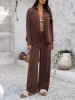 Devine Collared Neck Long Sleeve Top and Pants Set sold by Charming Charlie