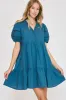 Umgee USA Full Size Lace Detail Puff Sleeve Mini Dress Plus Size sold by Charming Charlie