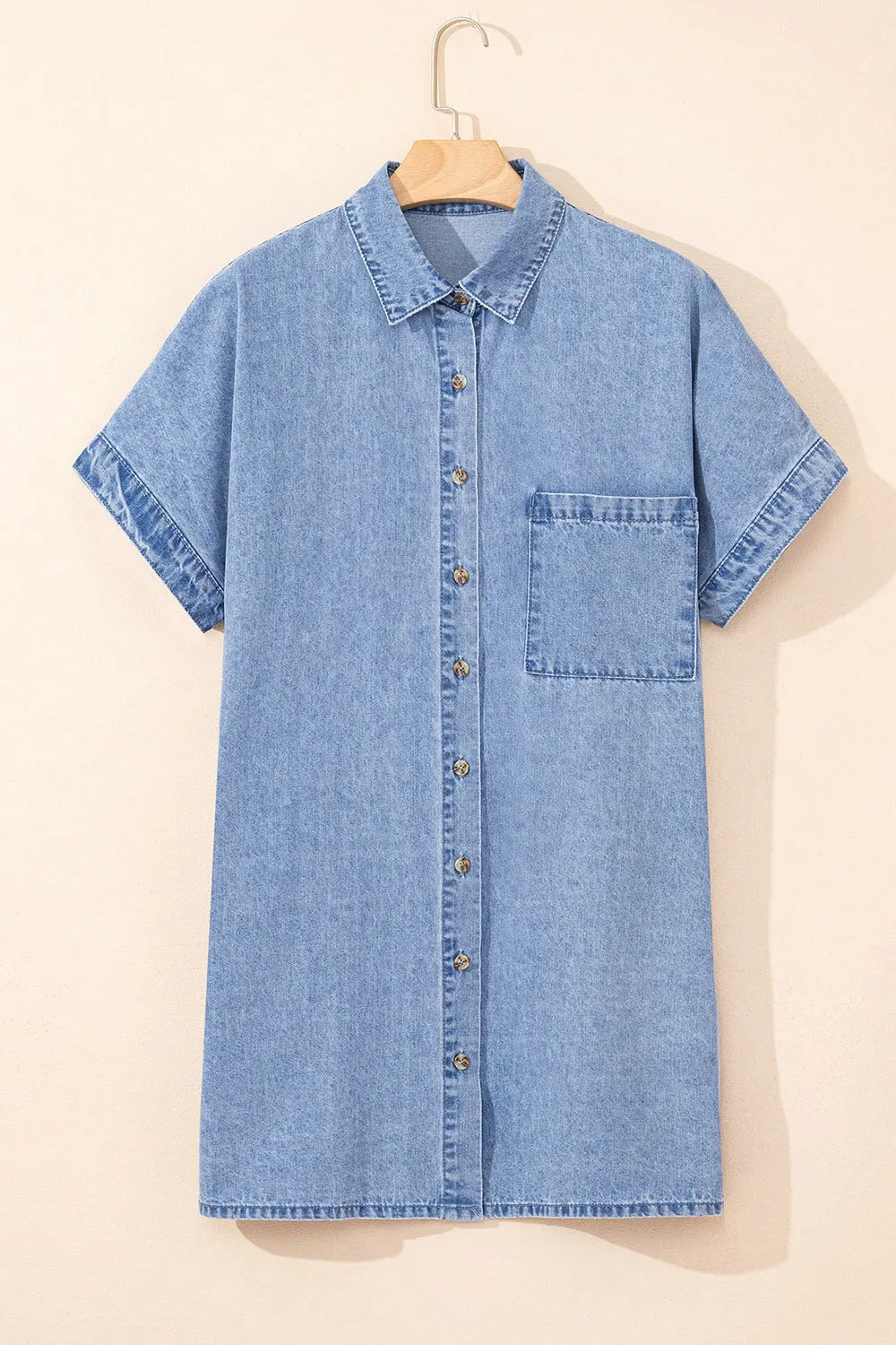 Button Down Short Sleeve Denim Dress sold by Charming Charlie product image thumbnail 3