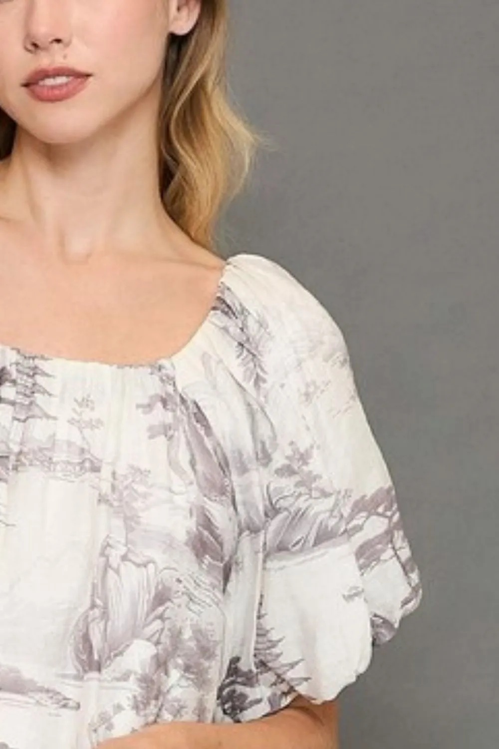 Umgee Full Size Two Tone Toile Print Top Plus Size sold by Charming Charlie product image thumbnail 2