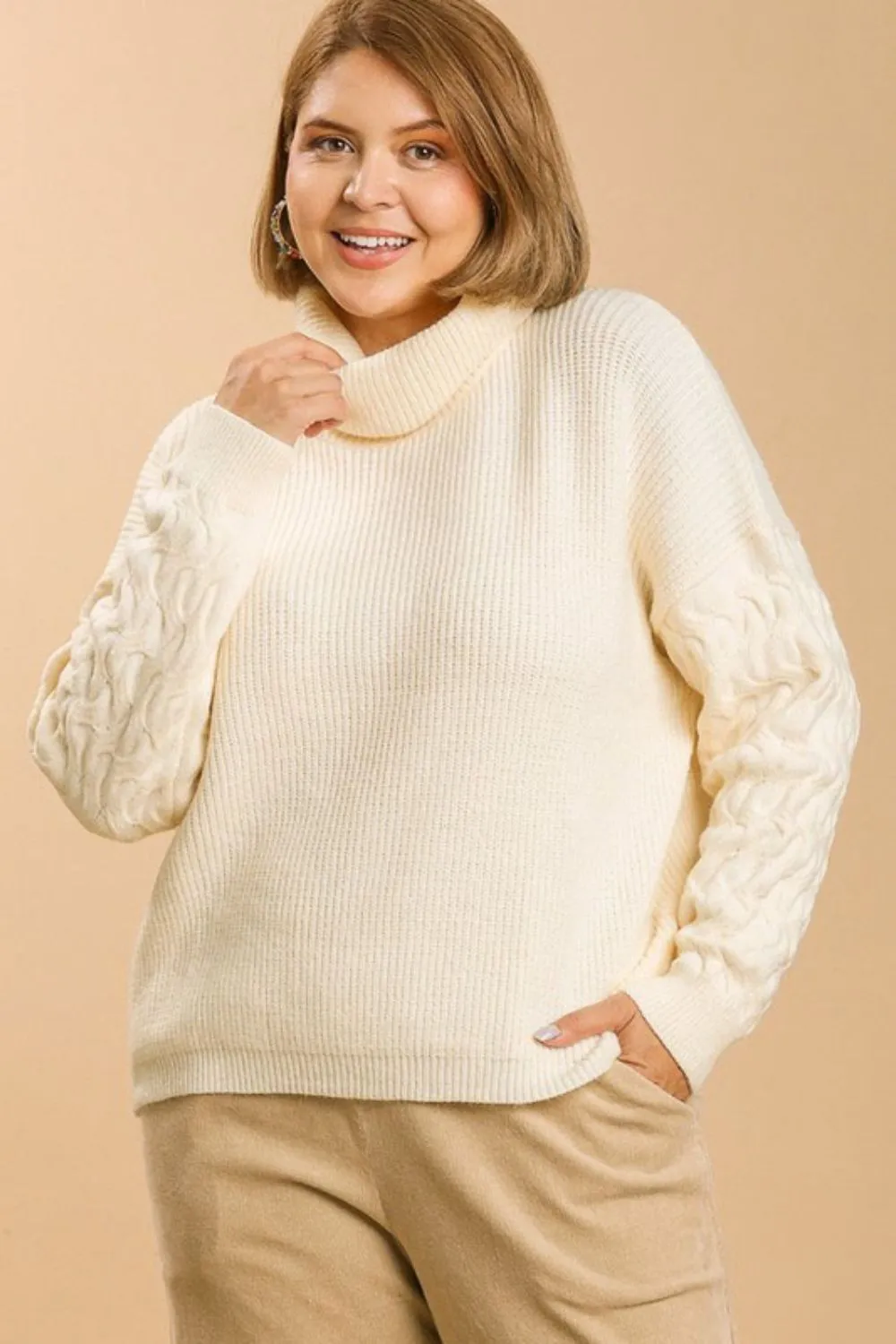 Umgee Full Size Turtle Neck Long Sleeve Sweater Plus Size sold by Charming Charlie product image thumbnail 3