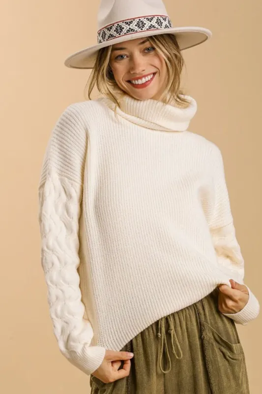 Umgee Full Size Turtle Neck Long Sleeve Sweater Plus Size sold by Charming Charlie