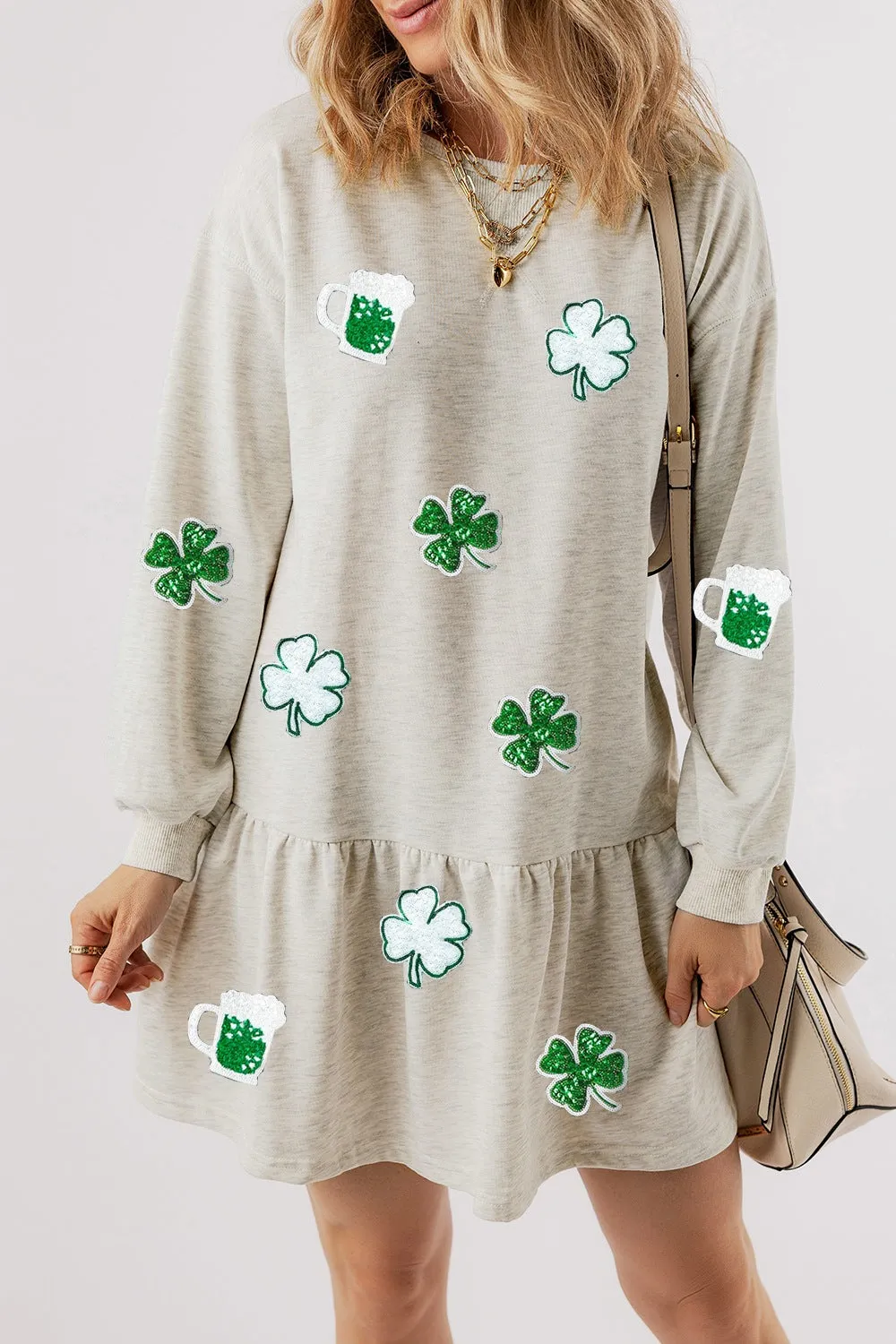 Clover Beer Patched Ruffle Hem Dress sold by Charming Charlie product image thumbnail 5