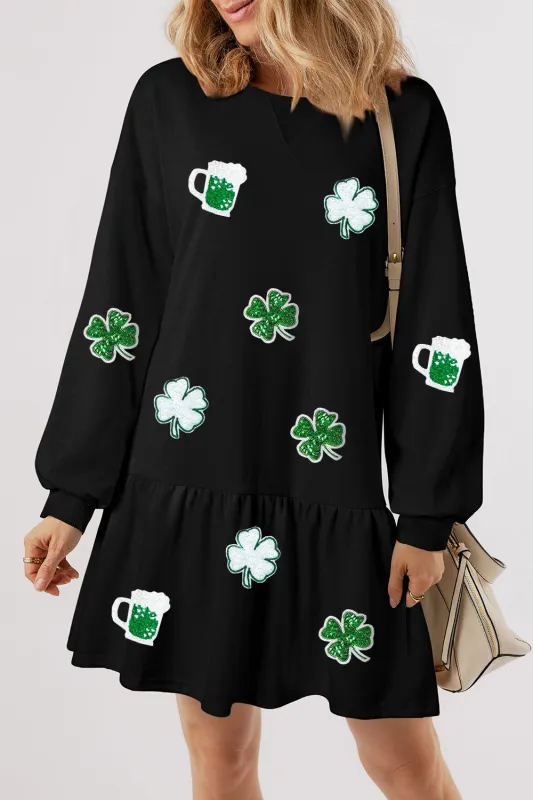 Clover Beer Patched Ruffle Hem Dress sold by Charming Charlie