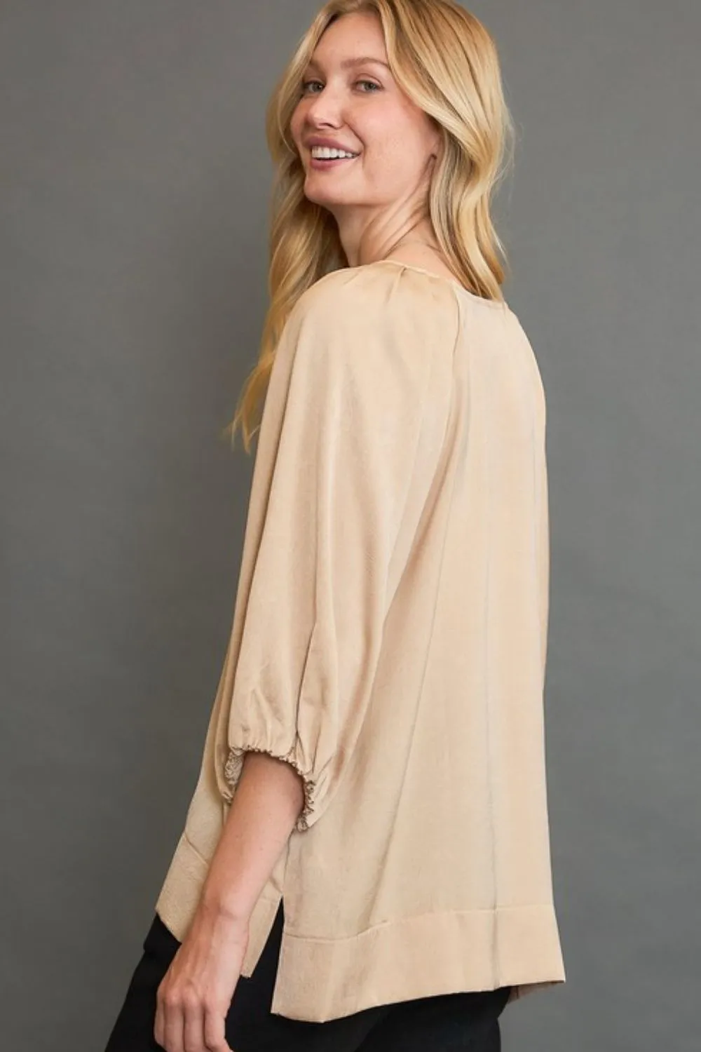 Umgee Full Size Crinkled Satin Top Plus Size sold by Charming Charlie product image thumbnail 3