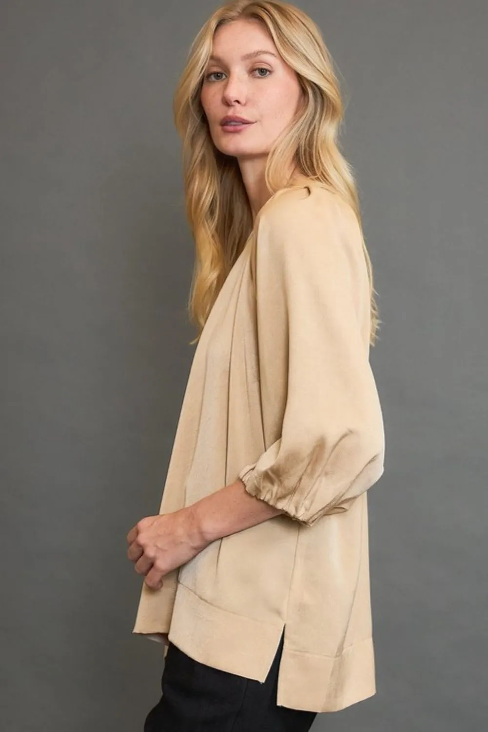 Umgee Full Size Crinkled Satin Top Plus Size sold by Charming Charlie product image thumbnail 2