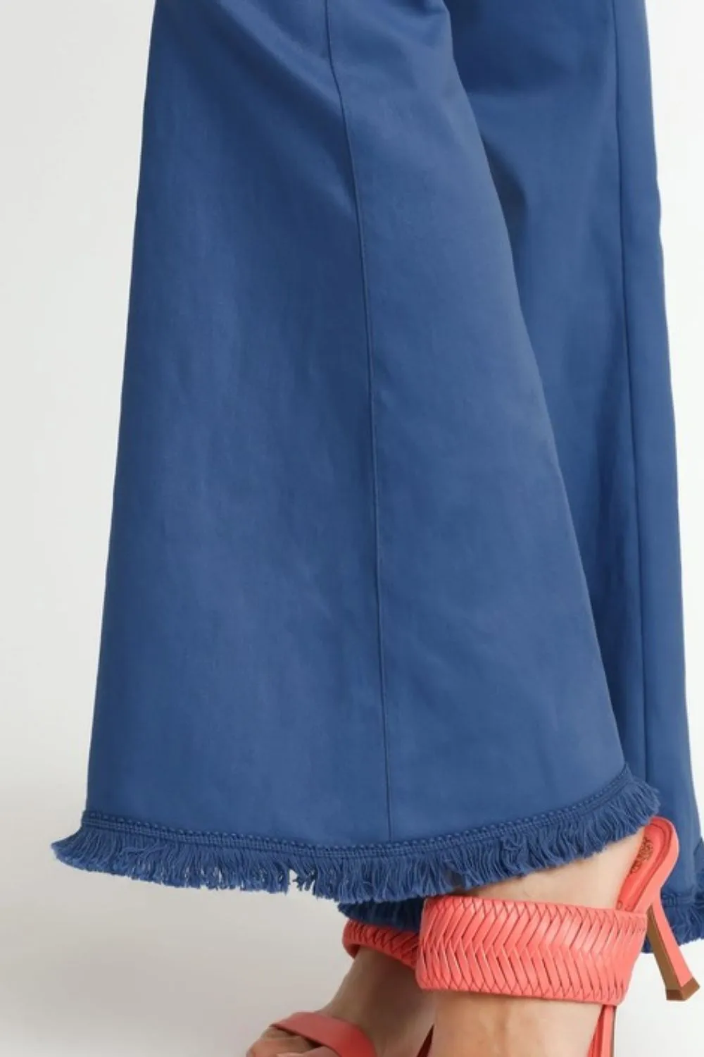 Umgee Full Size Wide Flare Leg Stretch Pants with Frayed Hem Plus Size sold by Charming Charlie product image thumbnail 3