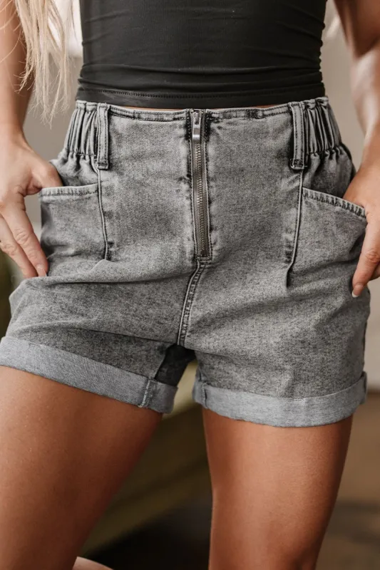 Zipped Cuffed Edge Denim Shorts sold by Charming Charlie