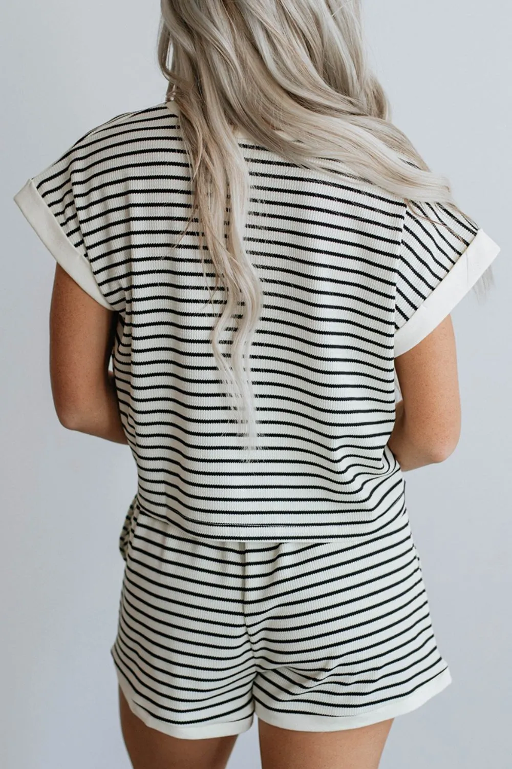 Striped Contrast Top and Shorts Set sold by Charming Charlie product image thumbnail 2