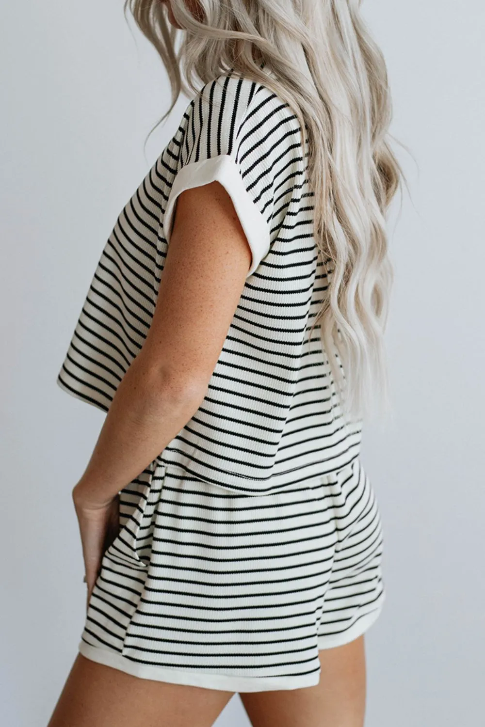 Striped Contrast Top and Shorts Set sold by Charming Charlie product image thumbnail 4