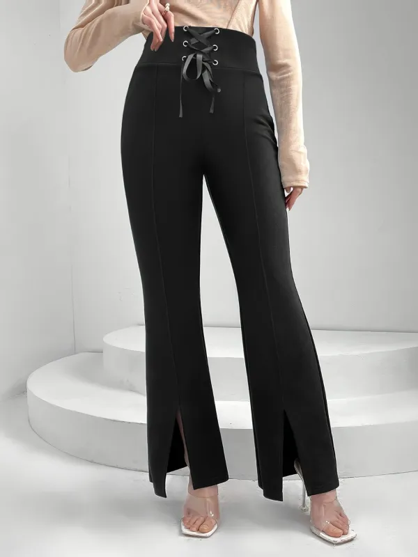 Lace Up Slit Bootcut Pants sold by Charming Charlie