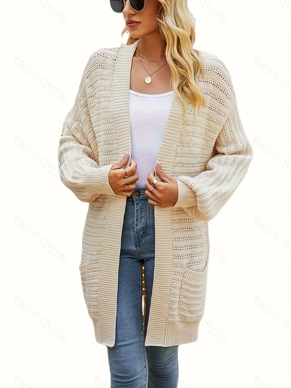 Open Front Sweater Cardigan with Pockets sold by Charming Charlie product image thumbnail 4
