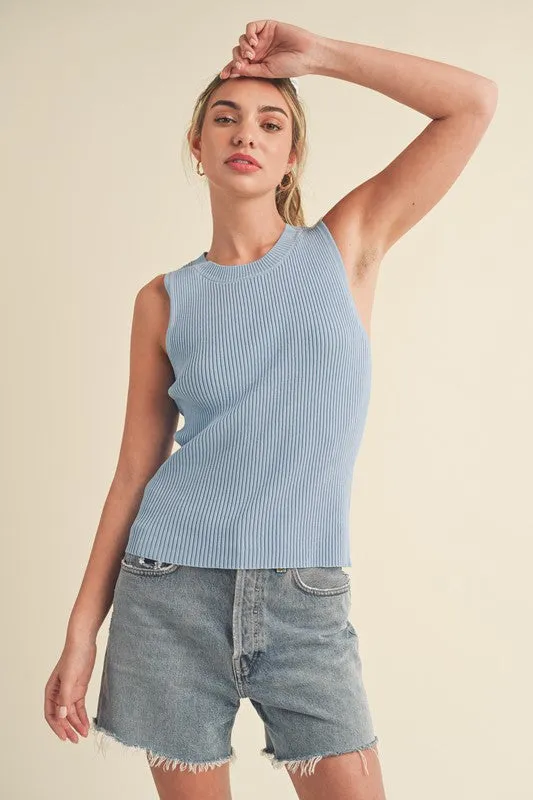 Aemi + Co Ribbed Round Neck Knit Tank sold by Charming Charlie