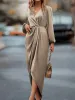High-Low Surplice Balloon Sleeve Midi Dress sold by Charming Charlie
