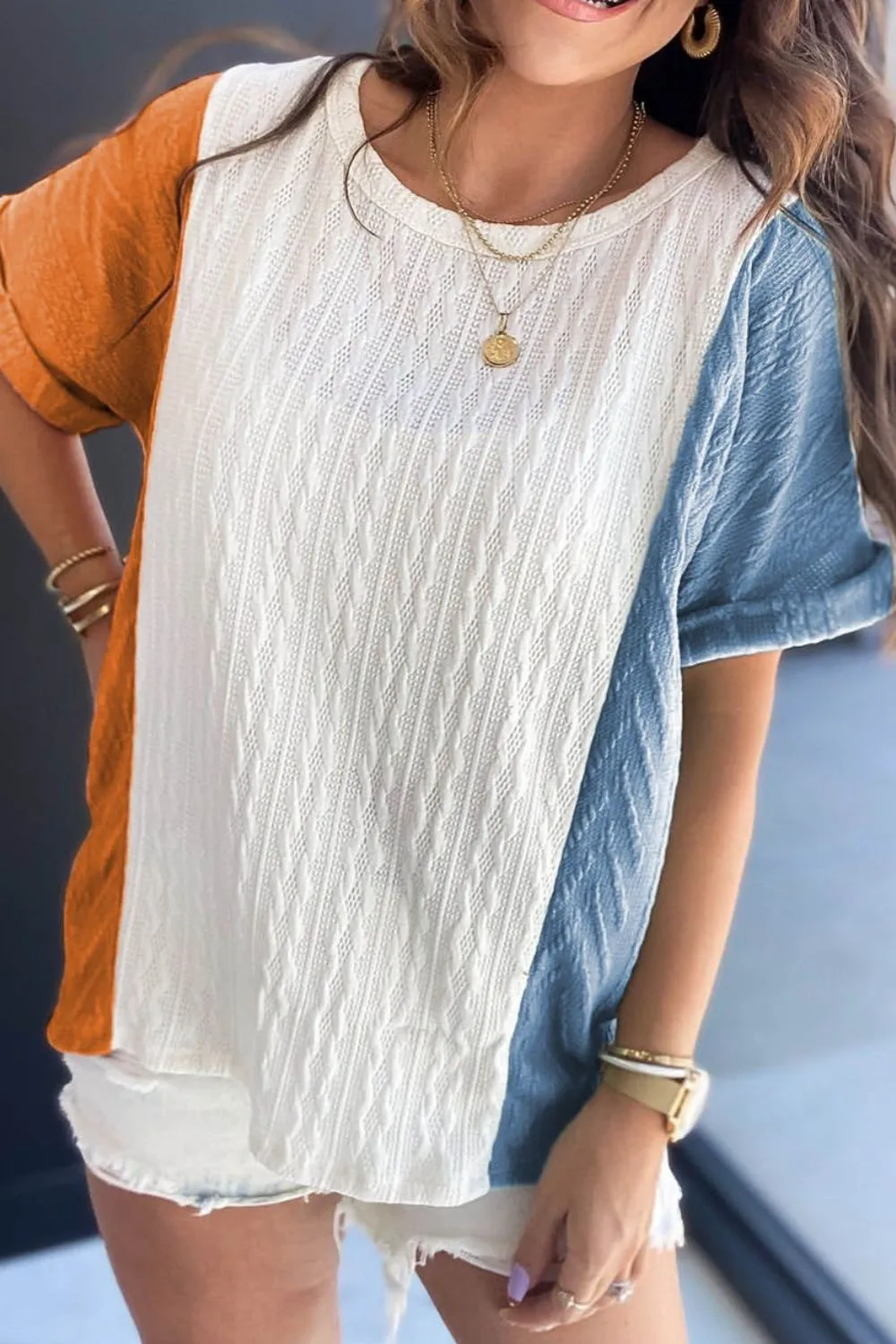 Textured Color Block T Shirt sold by Charming Charlie