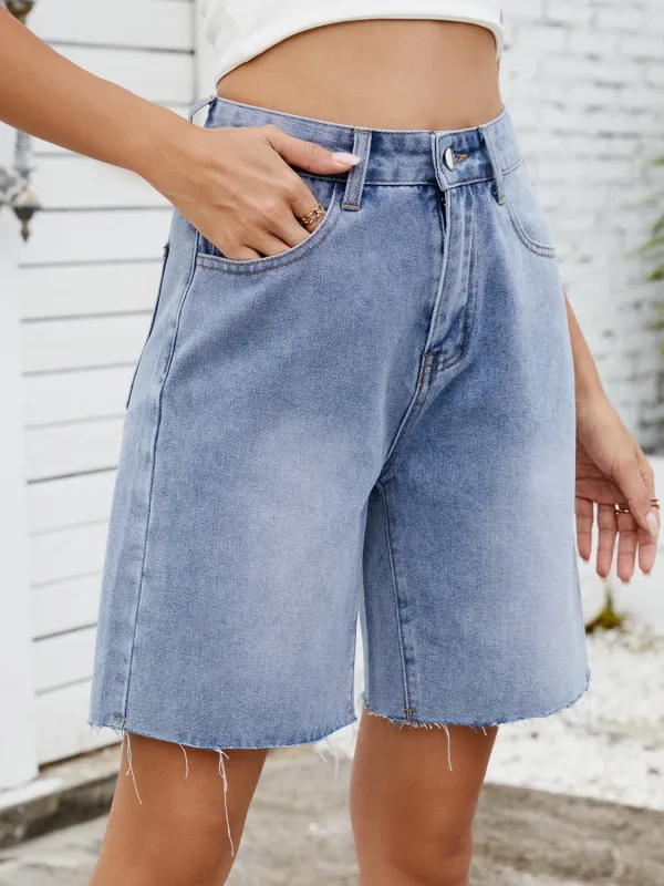 Washed Raw Hem Denim Shorts sold by Charming Charlie