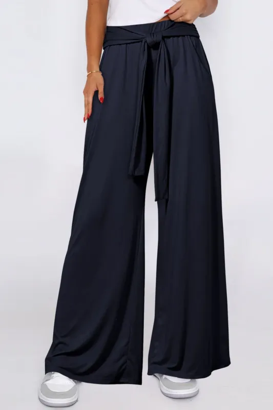 Tied Wide Leg Pants with Pockets sold by Charming Charlie