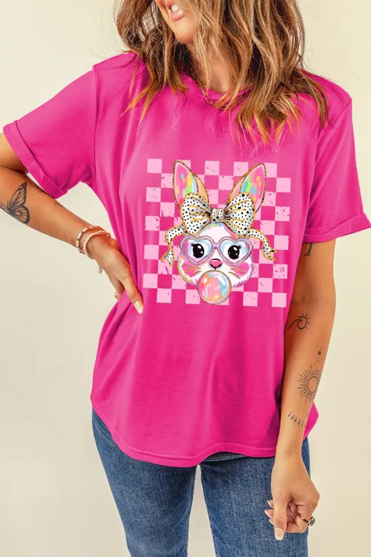 Rabbit Graphic Round Neck Short Sleeve T-Shirt sold by Charming Charlie