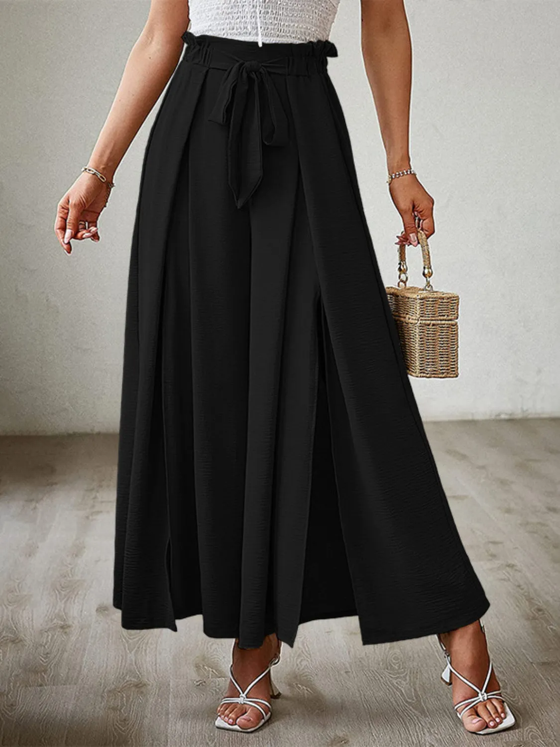 Tied Slit Wide Leg Pants sold by Charming Charlie