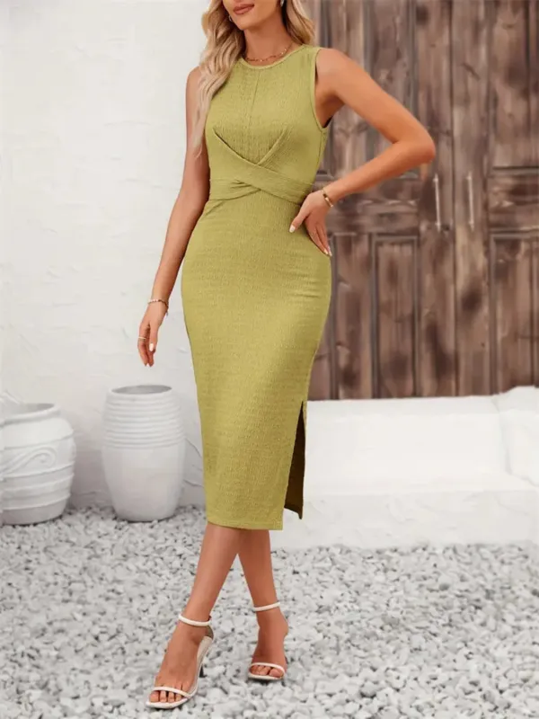 Back Tie Sleeveless Slit Midi Dress sold by Charming Charlie
