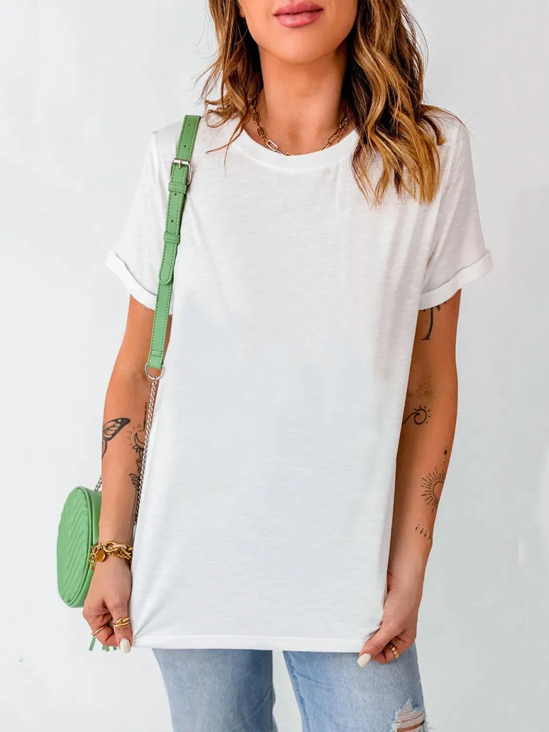 Perfee Round Neck Short Sleeve T-Shirt sold by Charming Charlie product image thumbnail 4