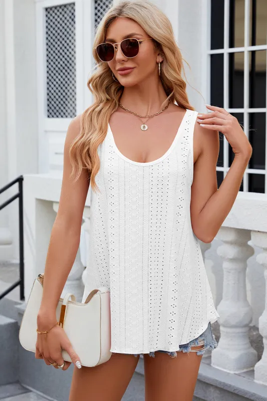 Florira Eyelet Round Neck Tank sold by Charming Charlie