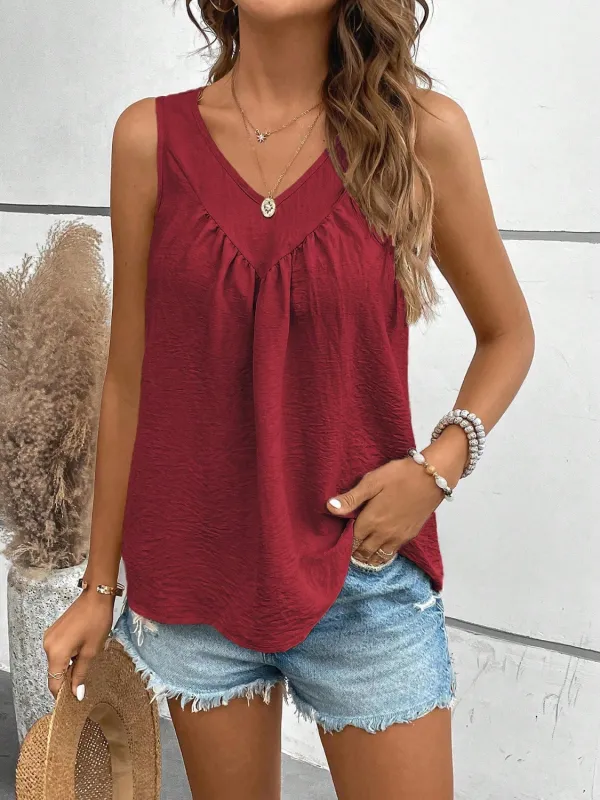 V-Neck Ruched Tank sold by Charming Charlie