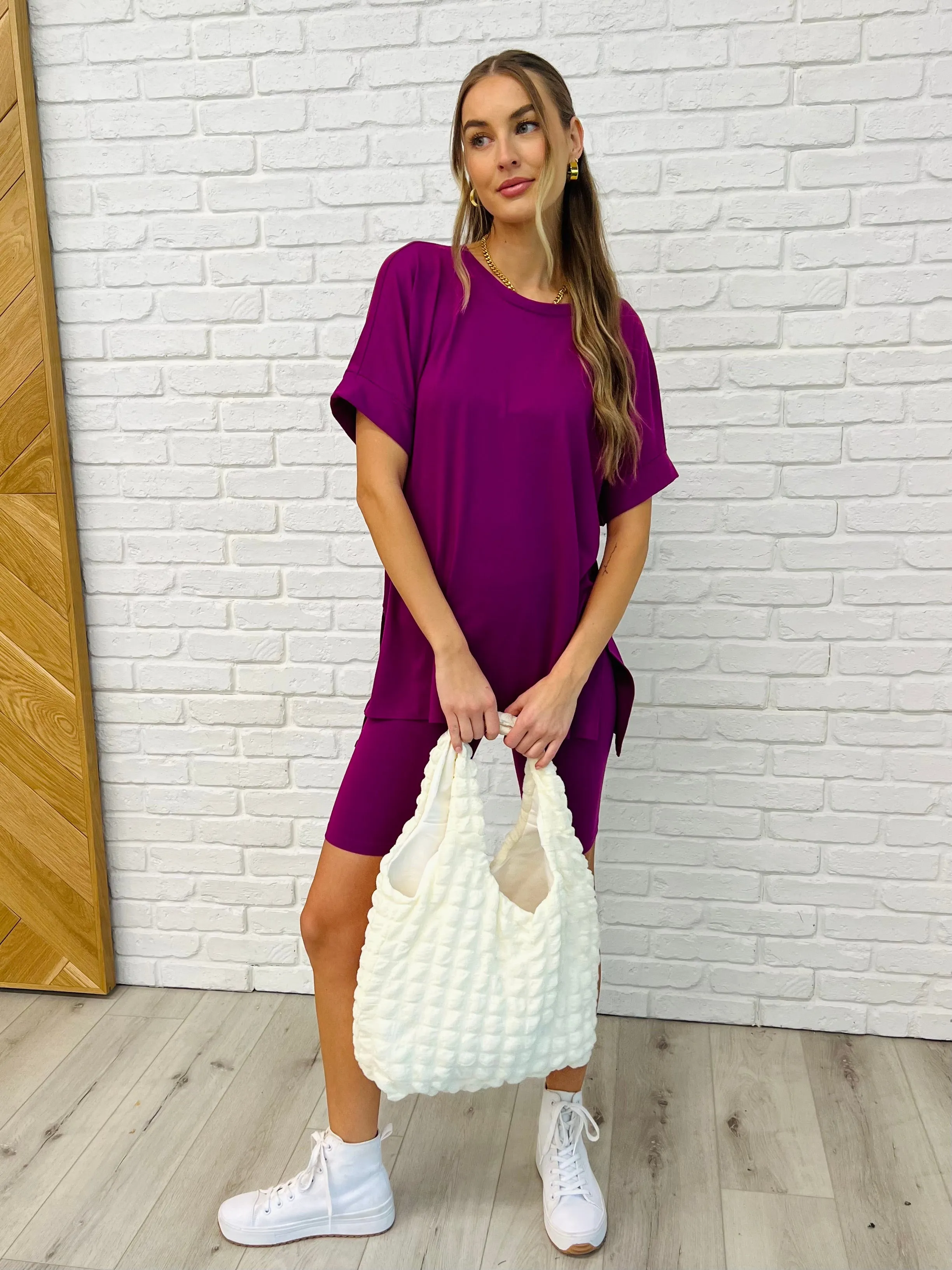 Comfy Cruising Top and Biker Shorts Set in Lt Plum sold by Charming Charlie product image thumbnail 3