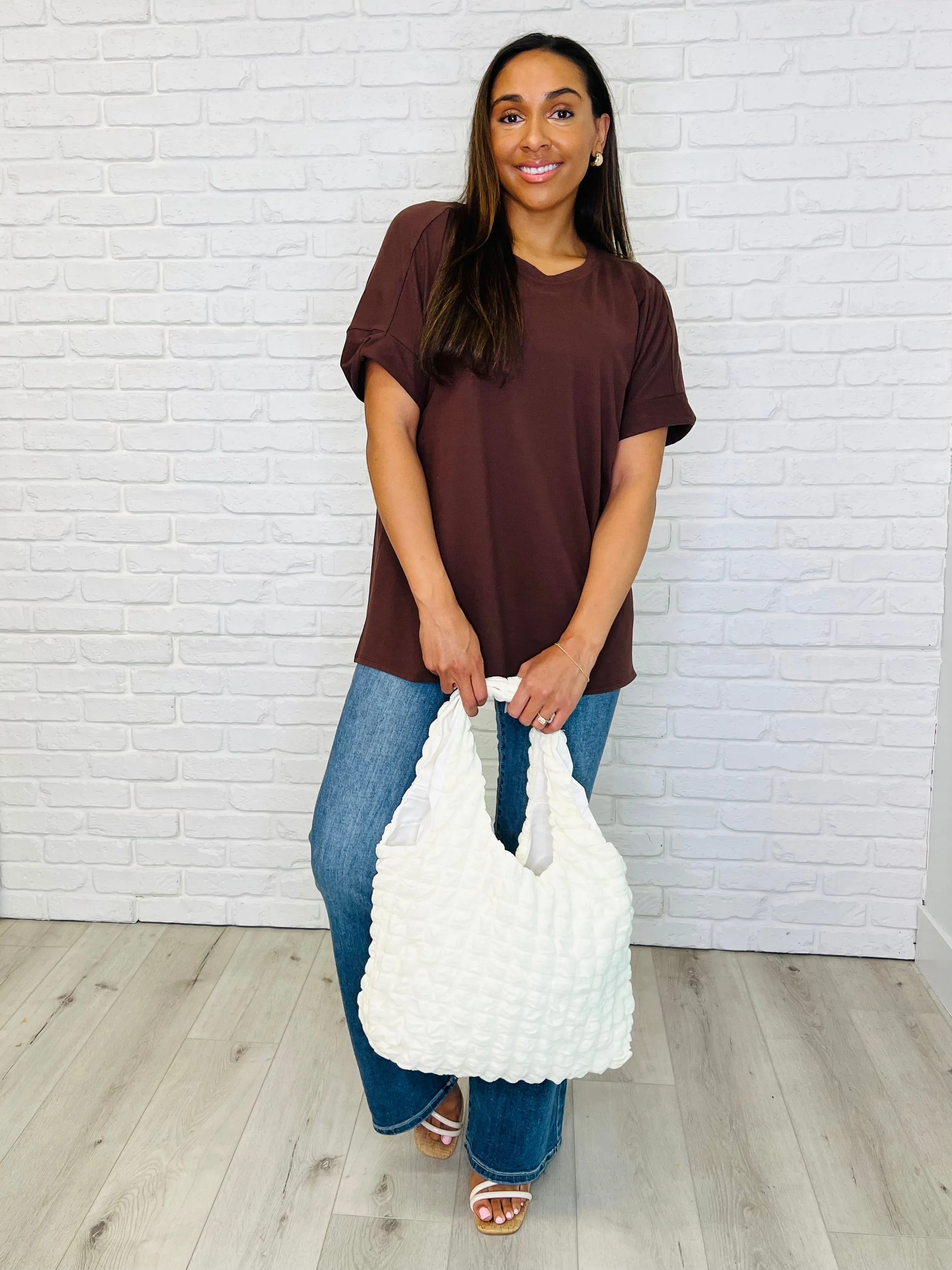 Comfy Cruising Top and Biker Shorts Set in Mahogany sold by Charming Charlie product image thumbnail 2