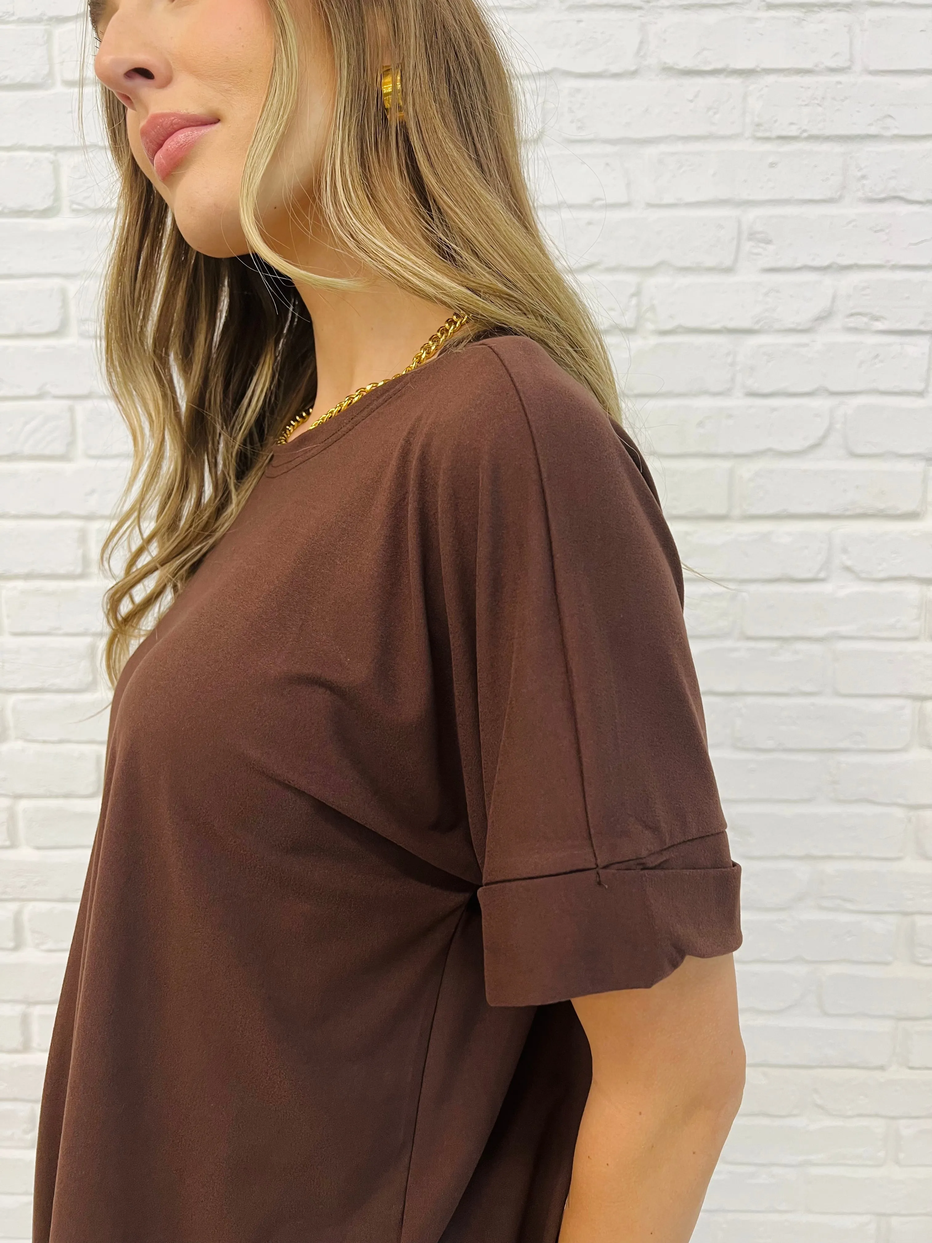 Comfy Cruising Top and Biker Shorts Set in Mahogany sold by Charming Charlie product image thumbnail 3