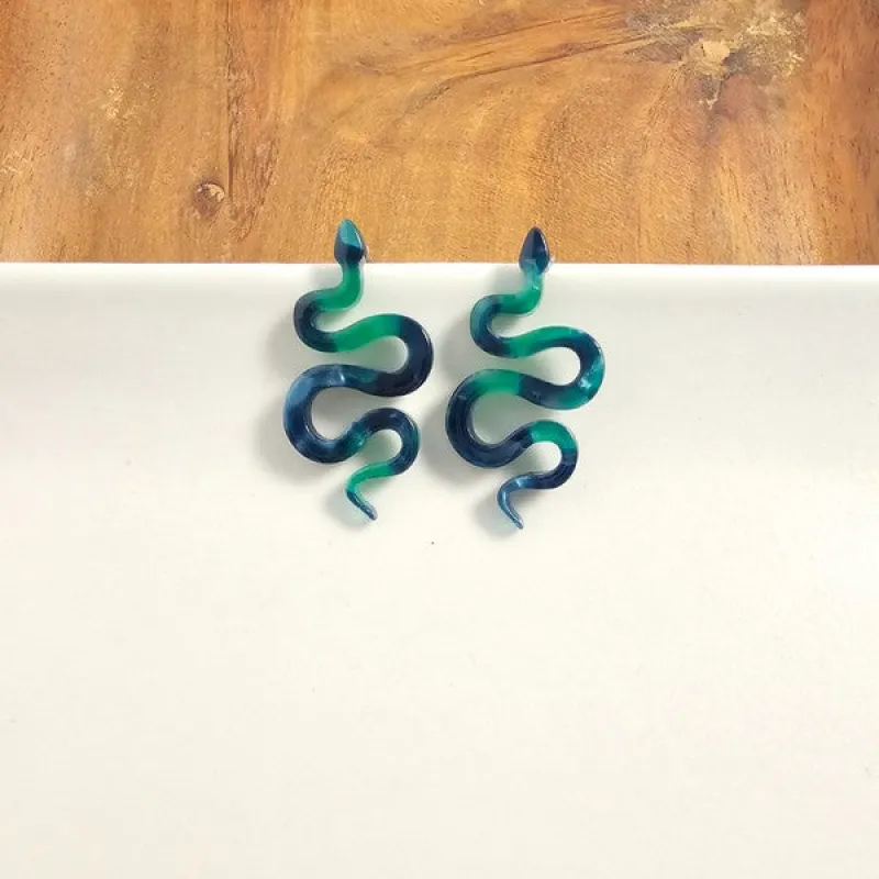 Snake Studs - Dark Green sold by Charming Charlie