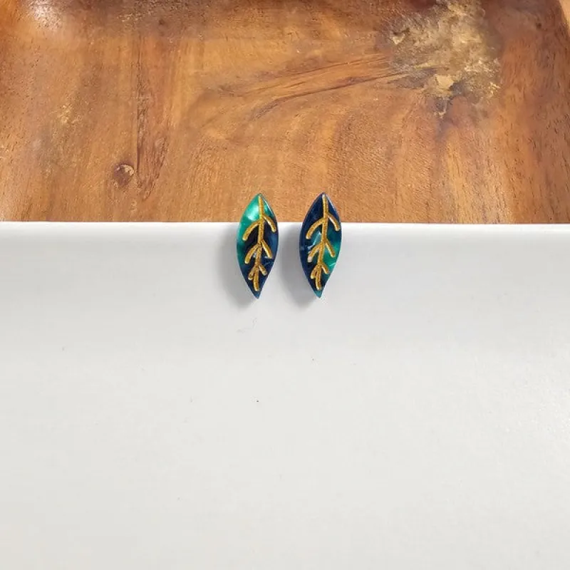 Leaf Studs - Dark Green sold by Charming Charlie