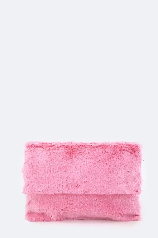 PomPom Plush Soft Clutch Bag sold by Charming Charlie