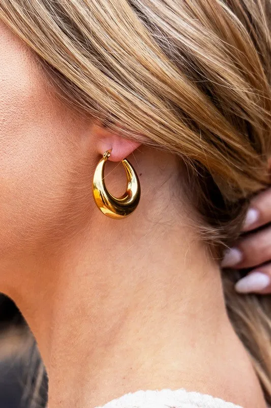 18K STAINLESS STEEL MOD HOOP EARRINGS sold by Charming Charlie