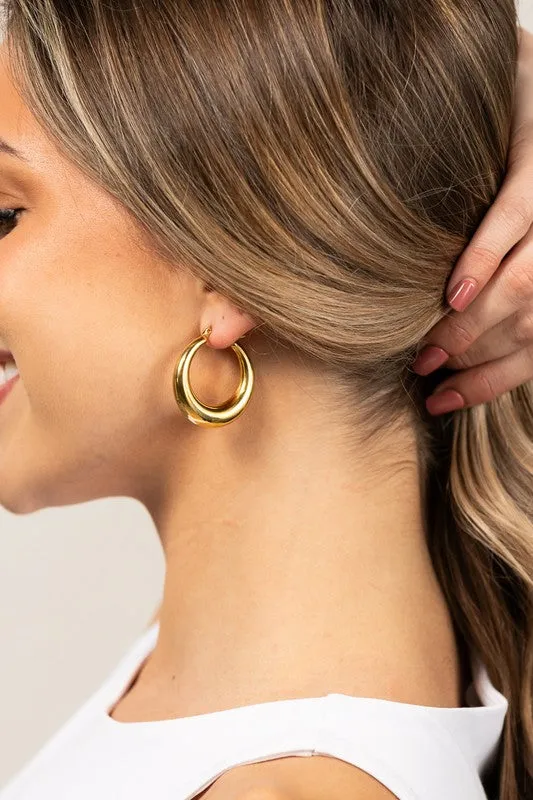 18K STAINLESS STEEL MOD HOOP EARRINGS sold by Charming Charlie product image thumbnail 3