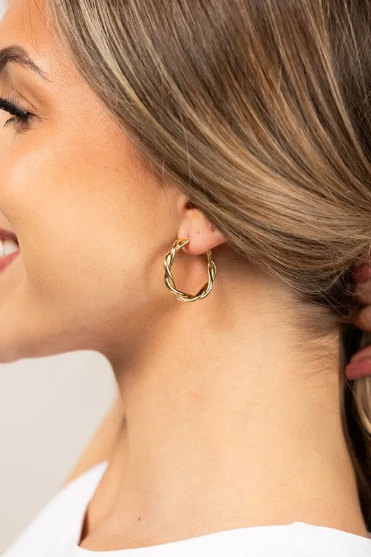 18K STAINLESS STEEL TWISTED HOOP EARRINGS sold by Charming Charlie product image thumbnail 4